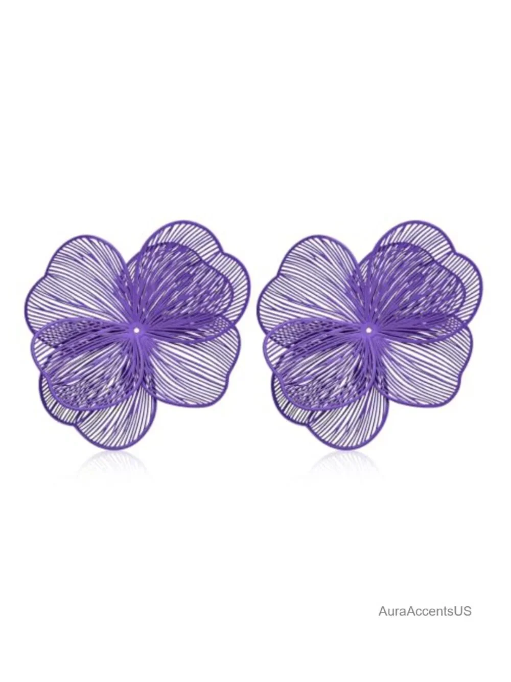 14K Gold Plated Large Flower Statement Earrings Trendy Boho Chunky